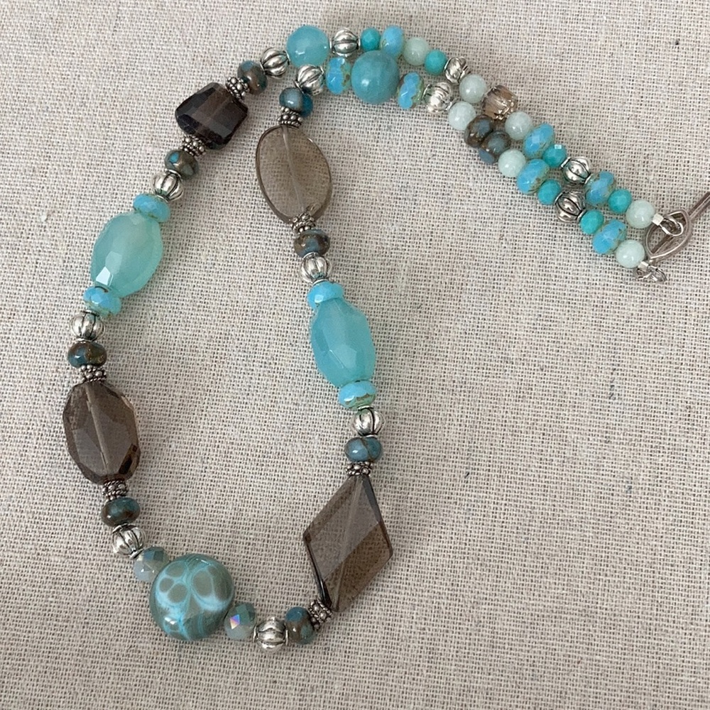 Smokey Quartz & Chalcedony Necklace by Laura Hansen Designs
